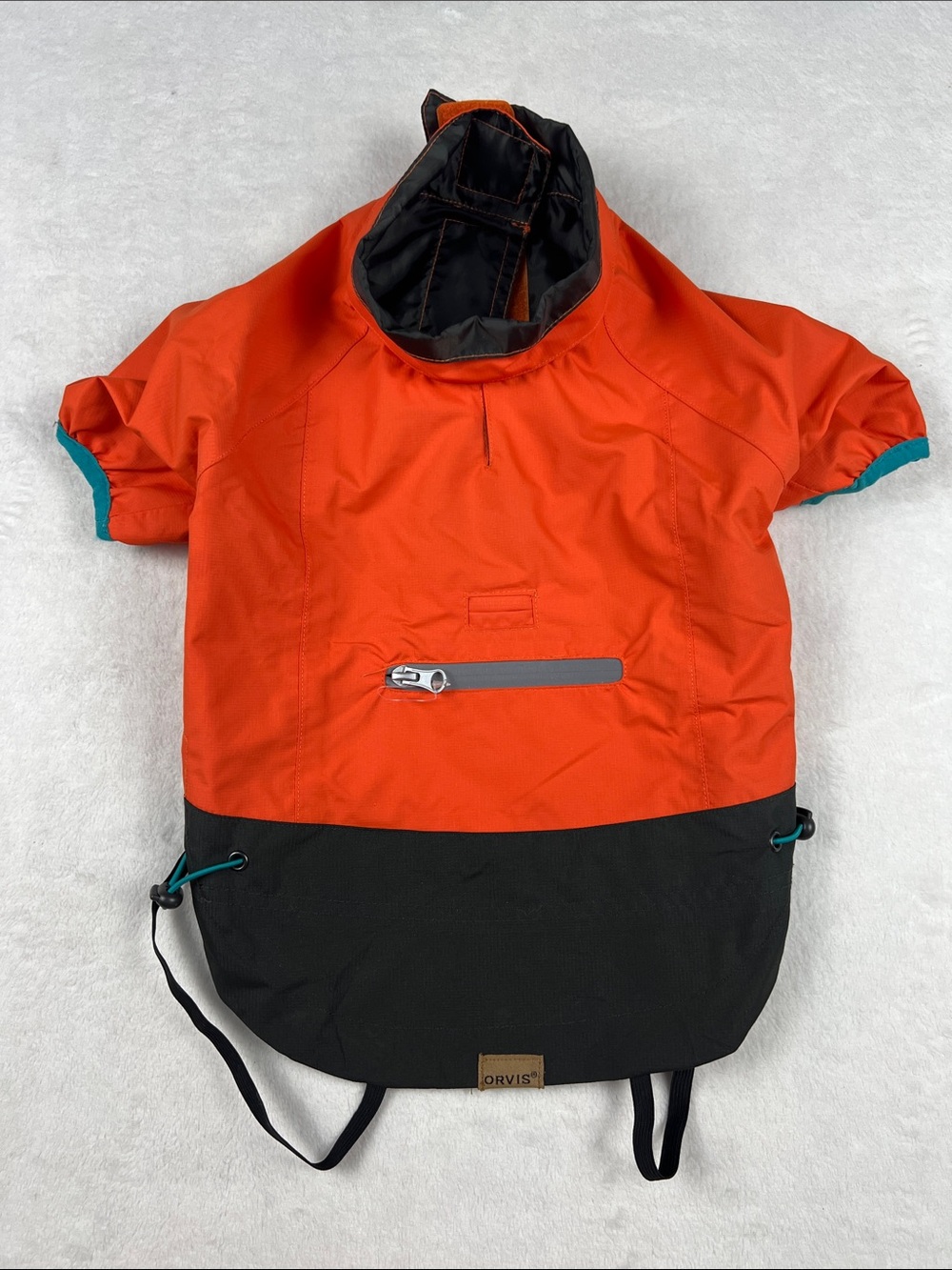 Orvis Dog Raincoat Small Sunset Orange Waterproof Rain Jacket SHELL ONLY
